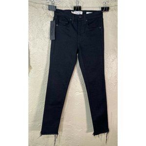 NWT $345 Nili Lotan High Rise Skinny Jeans Jet Black Womens Size 24 Made USA‎